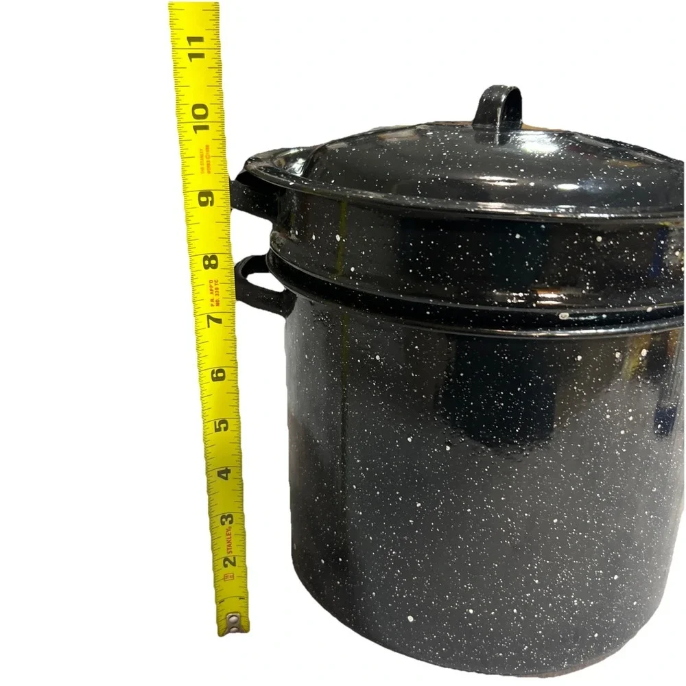 Enamelware Stock‎ Pot w/ Lid, Steamer Insert & Pan